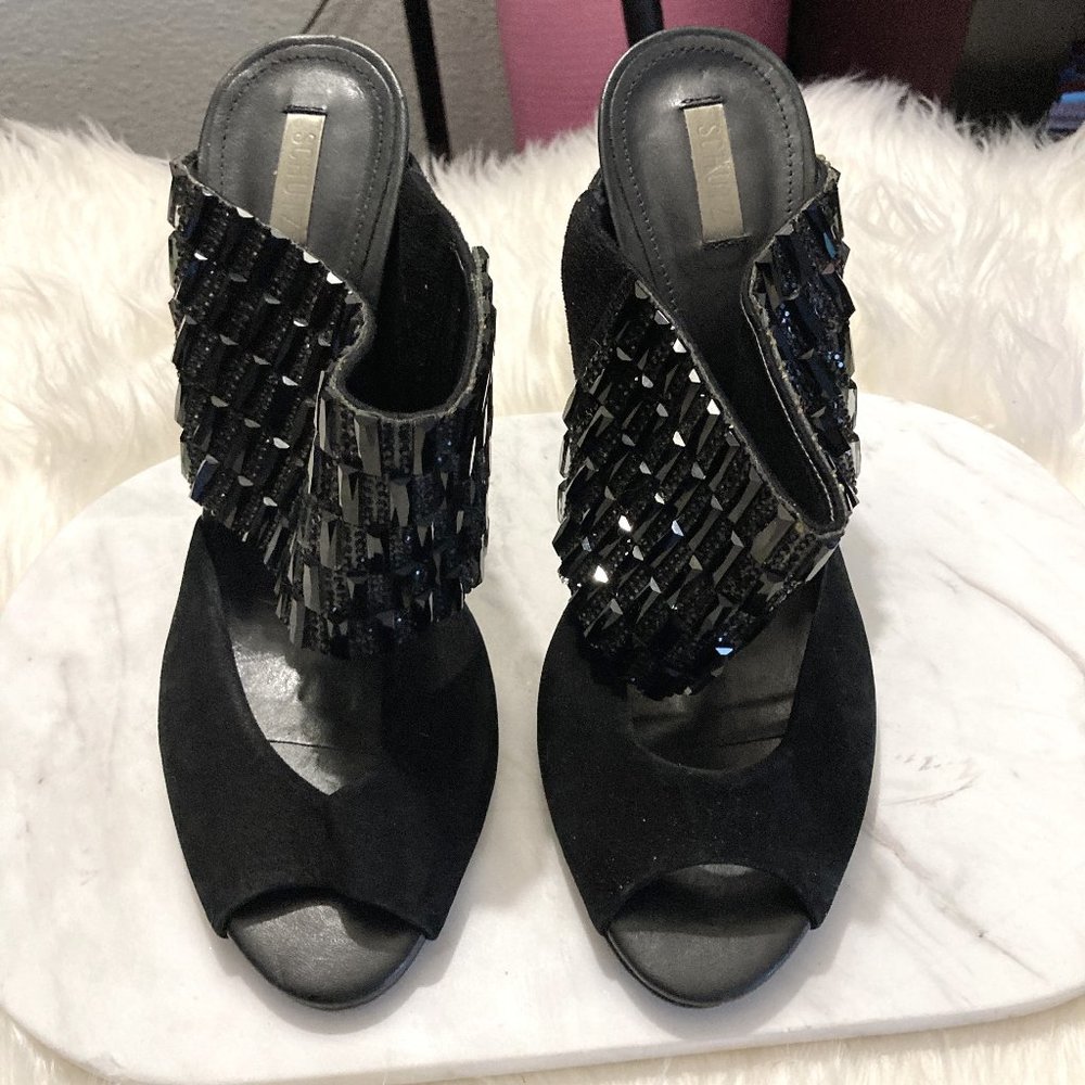 Schutz Suede and crystal mule